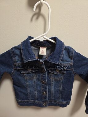Arizona Jean Company Dark Blue Denim Jacket with Ruffle Trim